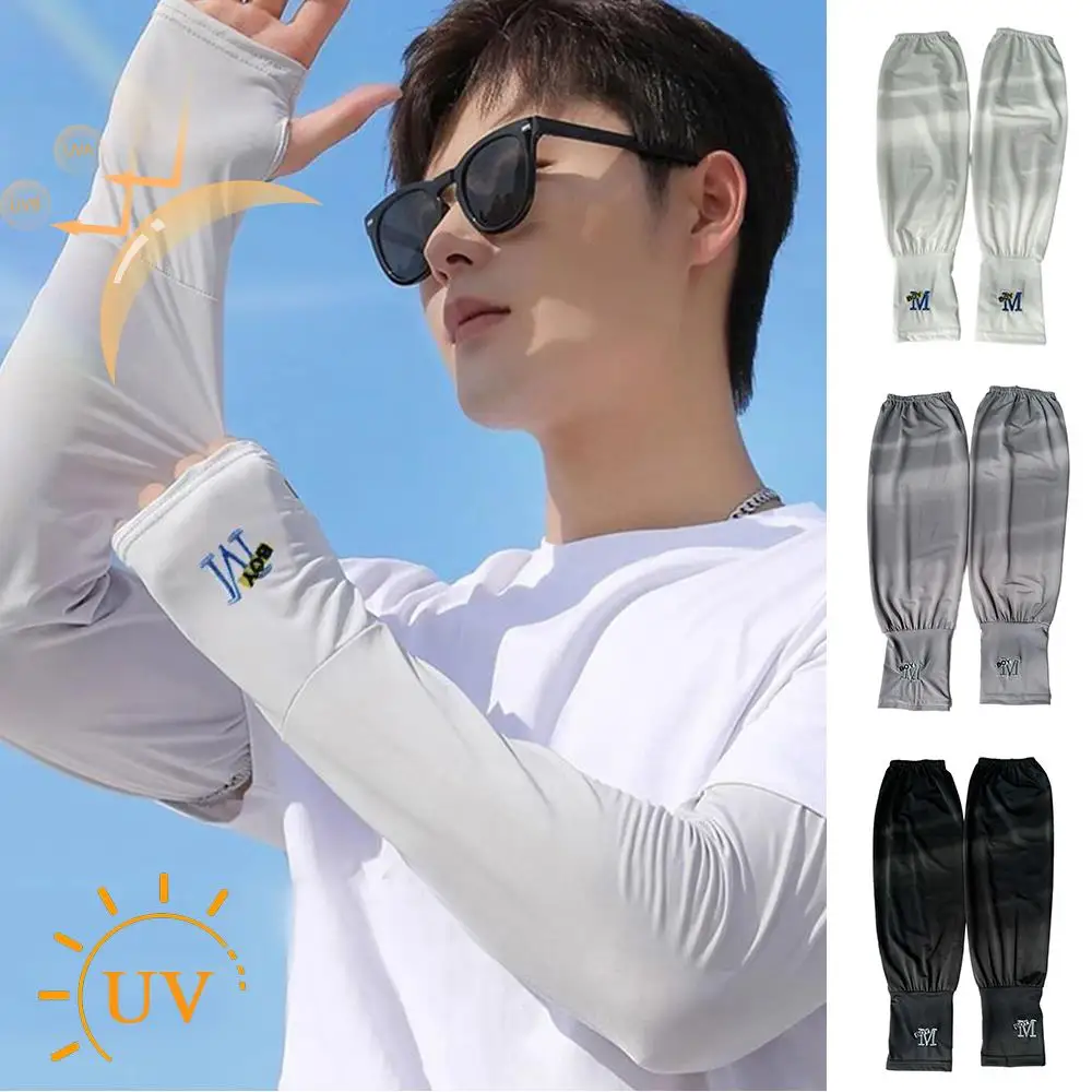 Cycling Arm Warmer Ice Silk Sunscreen Protection Sleeves Arm Covers Arm Sleeves Sun Protection Cuffs Men Outdoor Sports