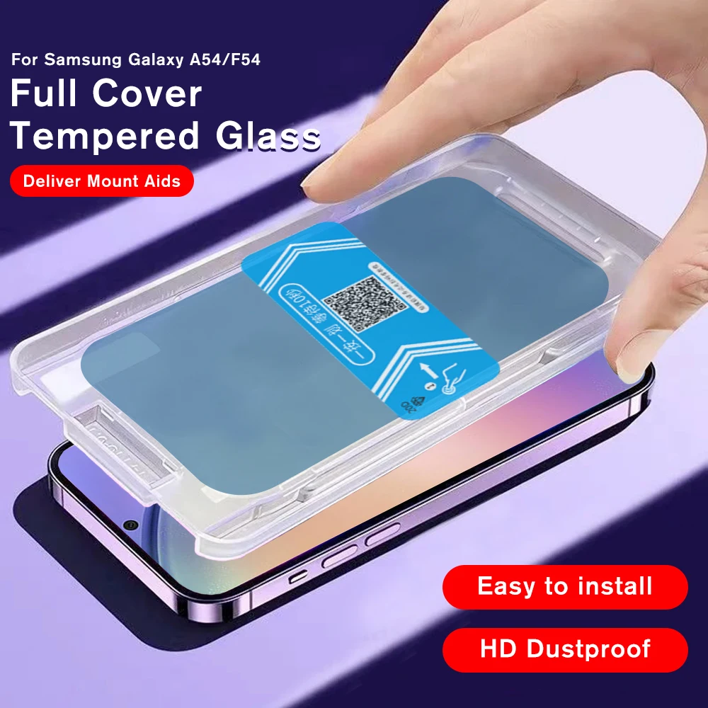 With Positioner HD Tempered Glass Flim For Samsung Galaxy A54 F54 5G Full Cover Screen Protector Foe Samsung galaxy a54 F54 5g