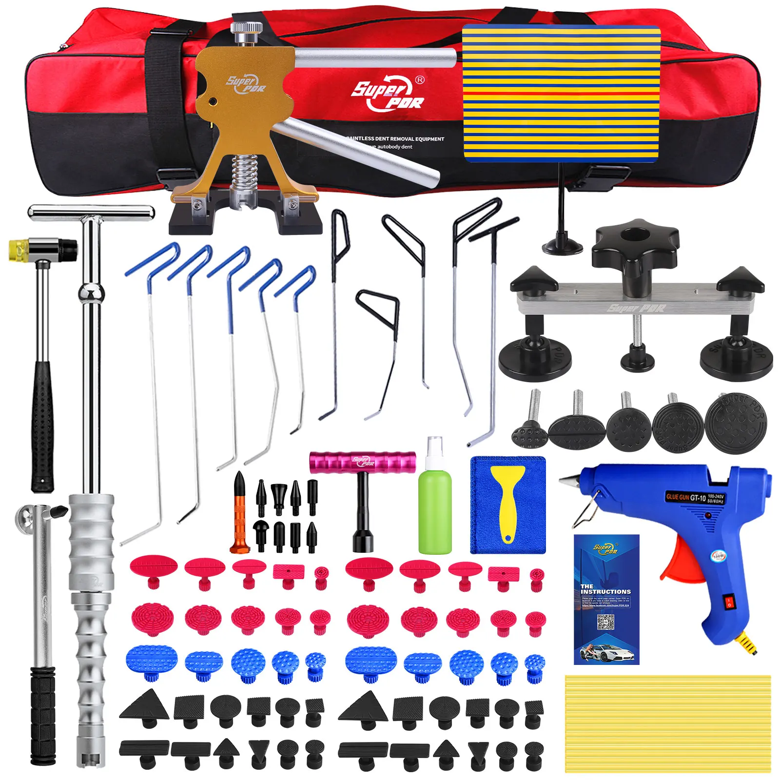 Professional PDR Tool Paintless Dent  Repair Tools Kit Car Dent Puller with Glue Auto Removal Kits