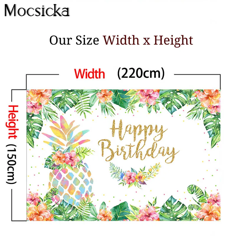 LATAR BELAKANG Fotografi Selamat Ulang Tahun Latar Belakang Foto Bunga Daun Hijau Tropis Bendera Dekorasi Meja Kue Nanas Warna-warni