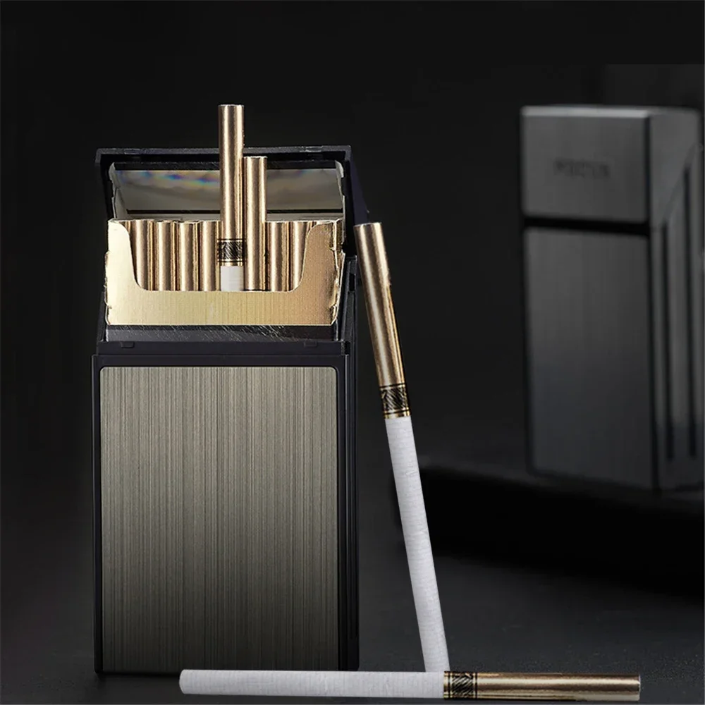 Portable Cigarette Box 20pcs Capacity Cigarette Case Metal Cigar Tobacco Holder Pocket Box For Slim Cigarette Accessories Gadget