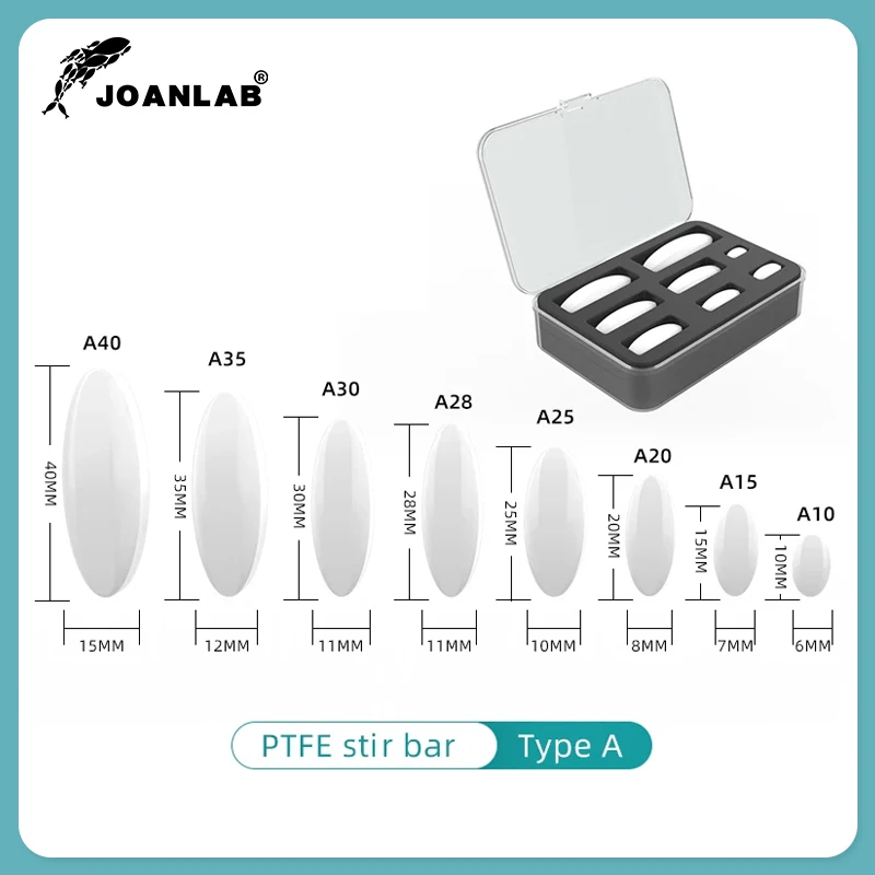 JOANLAB Magneetroerder Bar Maat 15mm 20mm 25mm 28mm 30mm 35mm 40mm PTFE Magneetroerder Mixer Roerstaven 10 stuks Labbenodigdheden