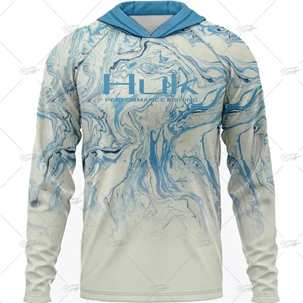 Summer Fishing Shirts HUK Long Sleeve Hooded Fishing Clothing Men's Upf 50+ Jerseys Breathabble Fishing T-shirts Camisa De Pesca