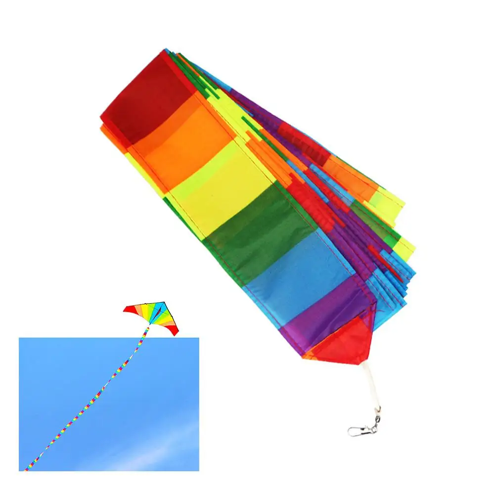 Cinta de arcoíris de cola de cometa de 10m para cometa de una sola línea/doble línea, accesorios para cometas deportivas al aire libre para fiesta de juegos en la playa para niños E2O2