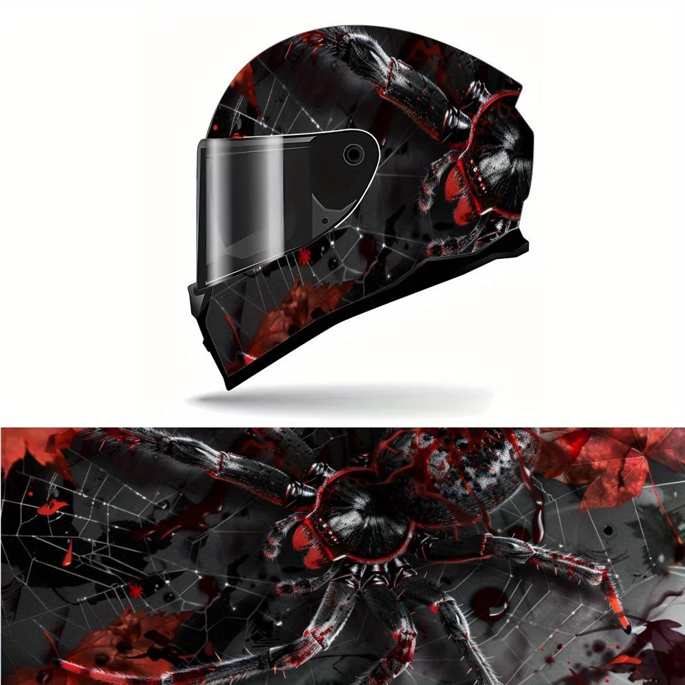 

Blood Spider Ghost Shadow PVC Motorcycle Helmet Vinyl Wrap, Self-Adhesive Waterproof Sticker, Anti-Scratch Decorative Film for F