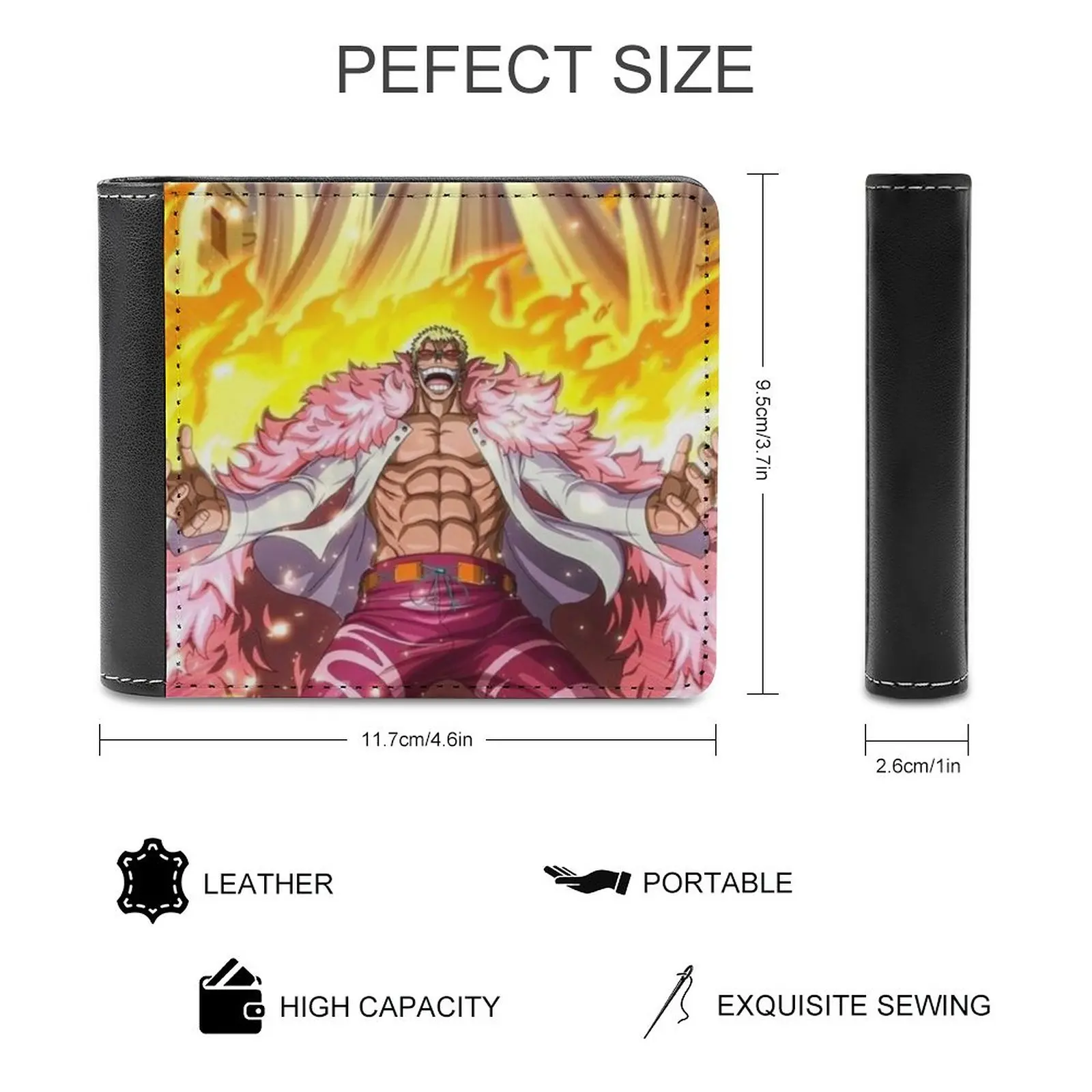 Doflamingo New Men Wallets Pu Leather Men Purse High Quality Male Wallet Doflamingo Luffy Hat Monkey D Luffy Personalized
