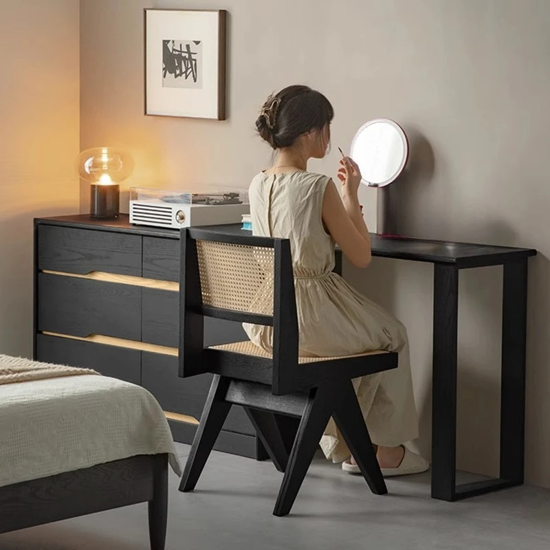 

North American wabi silent wind pure solid wood ash wood dresser chest integrated bedroom household corner makeup table small