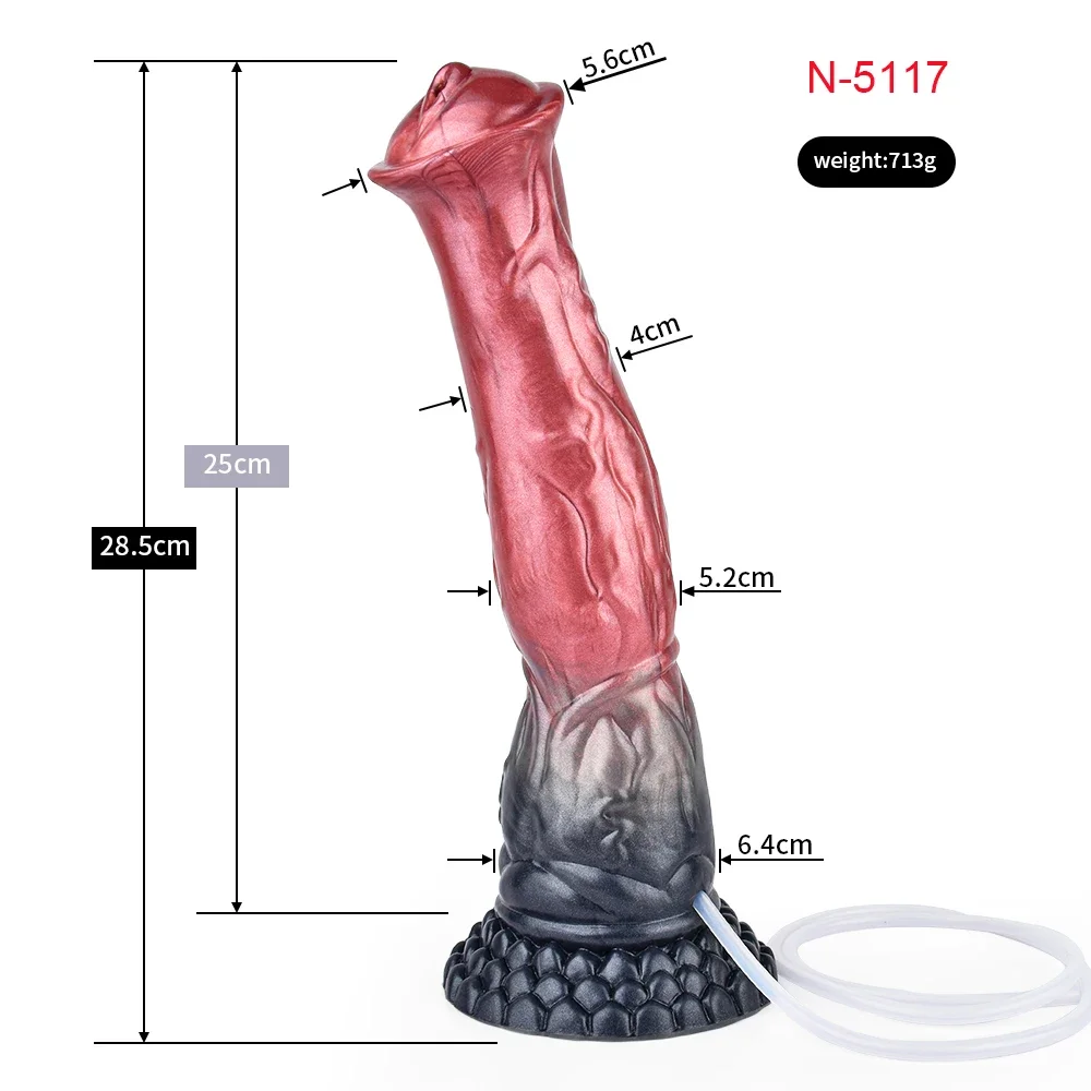 FAAK Silicone Ejaculation Horse Dildo With Sucker Multi Color Spray Liquid Function Fantasy Squirting Penis Sex Toys For Women