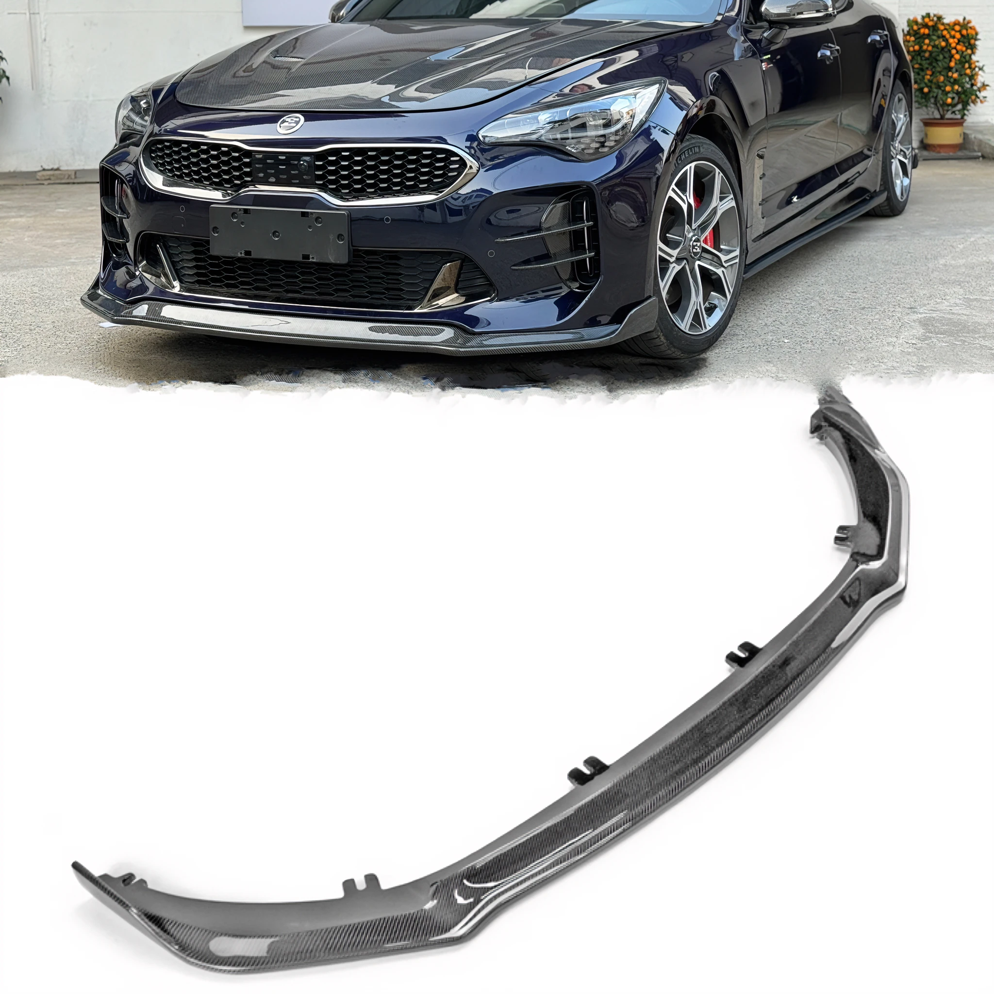 

Для 2018-2023 Kia Stinger GT Type Передняя губа Автомобильный бампер Губа для Stinger Карбоновый передний спойлер для губ