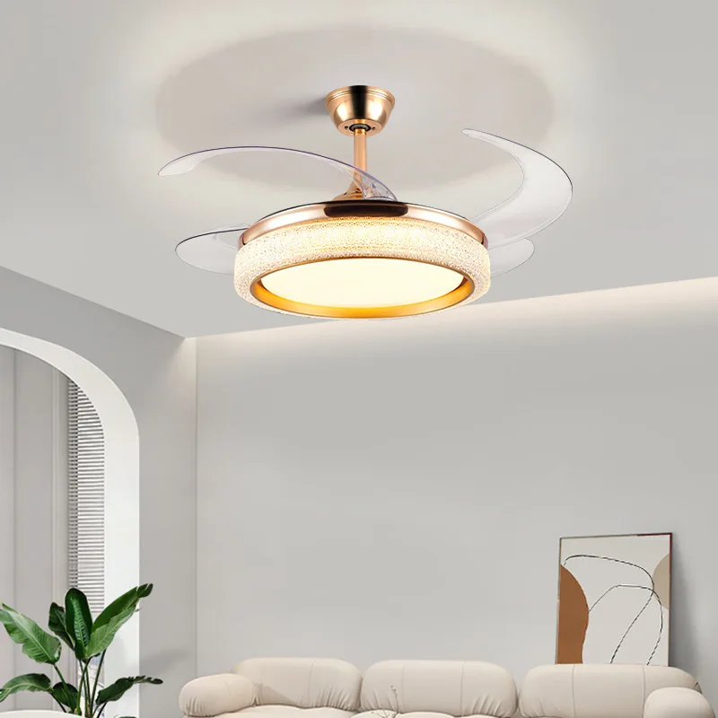

Luxury-simplified smart fan lamp for living room Nordic-style control invisible in bedroom and dining room ceiling fan lamp