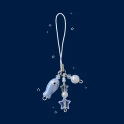 1pcs Ceramic fish beaded keychain, Y2K mobile phone chain cute ocean keychain