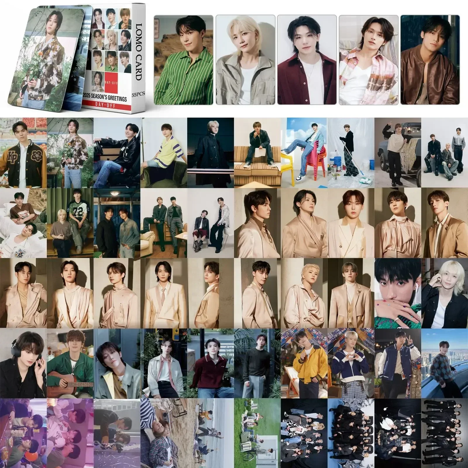 55PCS/set KPOP New Album 2025 SEASON'S GREETINGS Photocard Star Card Album Card Fan Collection Lomo Cards