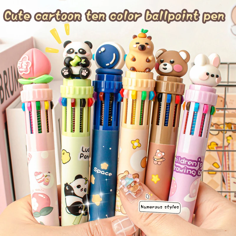 Cartoon Capybara Cute Animal 10Color Ballpoint Pen Signature Pen School Student Stationery Writing Supplies Kids Gift Funny Pens