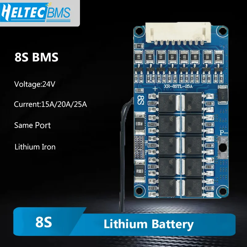 BMS 8S LiFePO4 Battery Protection Board 24V 15A/20A/25A Balanced Power Tool Electric Wheelchair Protection Board