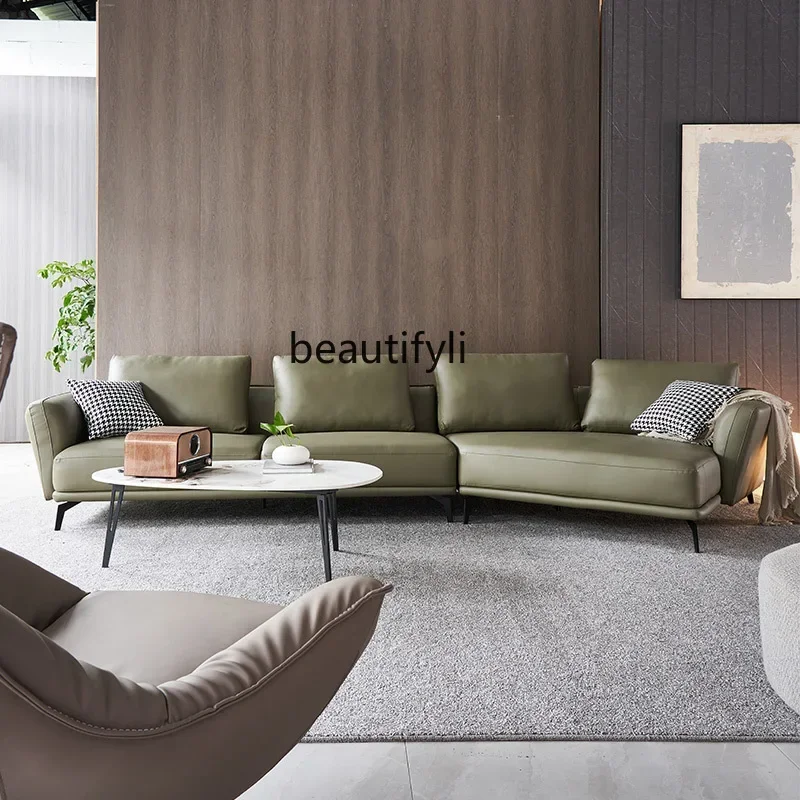 مزيج غرفة المعيشة من الجلد الإيطالي من الطبقة الأولى من جلد البقر لأسفل أريكة زاوية الأميرة SSS