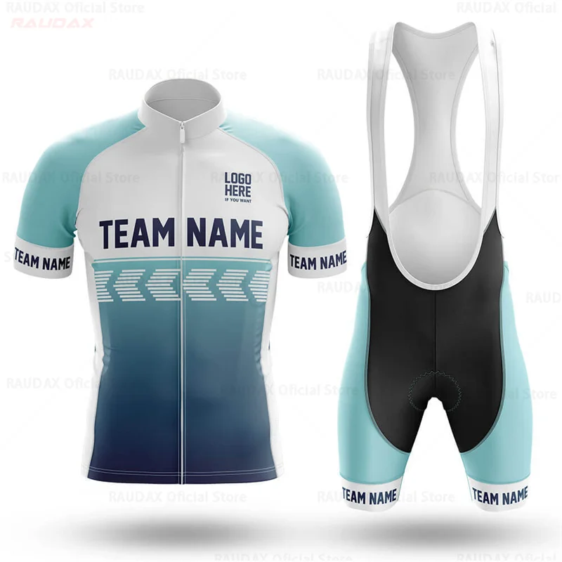 Unisex Summer Cycling Jersey Set Quick Dry Breathable Mtb Team Name Logo Custom Cycling Clothing Short Sleeves Bicycle Uniform