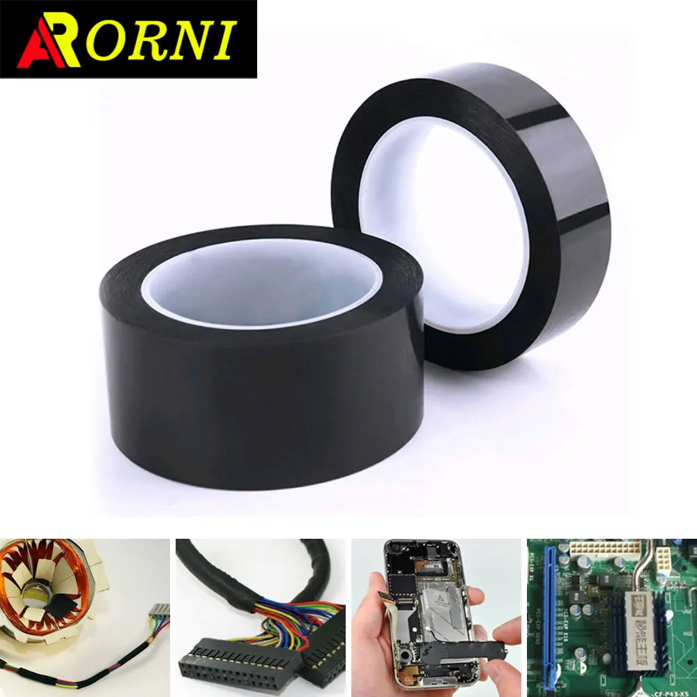 5/8/10/12/15/18/20/25 mm * 50m, black film, high temperature resistant, Kapton tape, polyimide/grill/powder for electrical appli