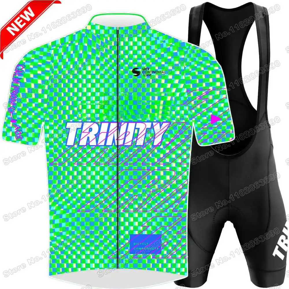 2024 Team Trinity Racing Cycling Jersey Set Men Cycling Clothing Green Summer Road Bike Shirts Suit Bicycle Bib Shorts MTB Wear