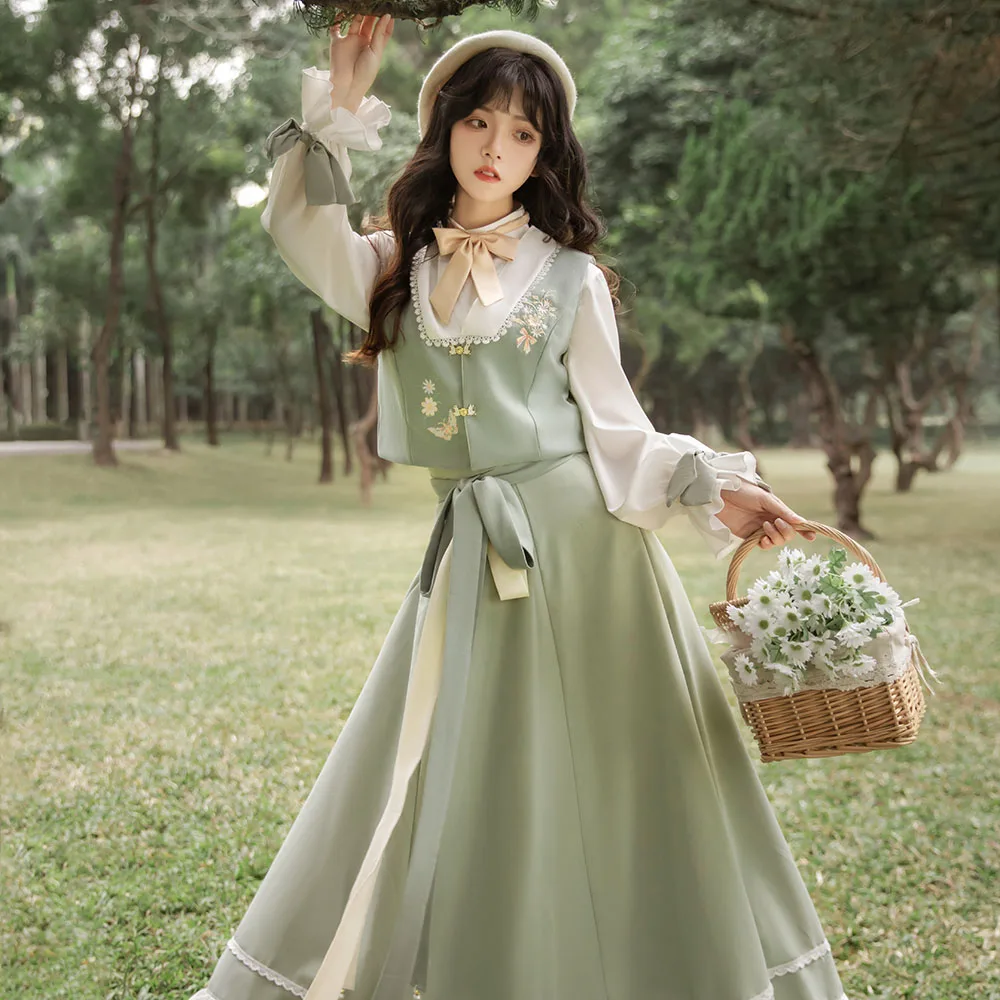 Women's Dress Suit Improved Hanfu Suit Skirt Chinese Style Daily Three-piece Set 2022 Chinese Traditional Culture Hanfu