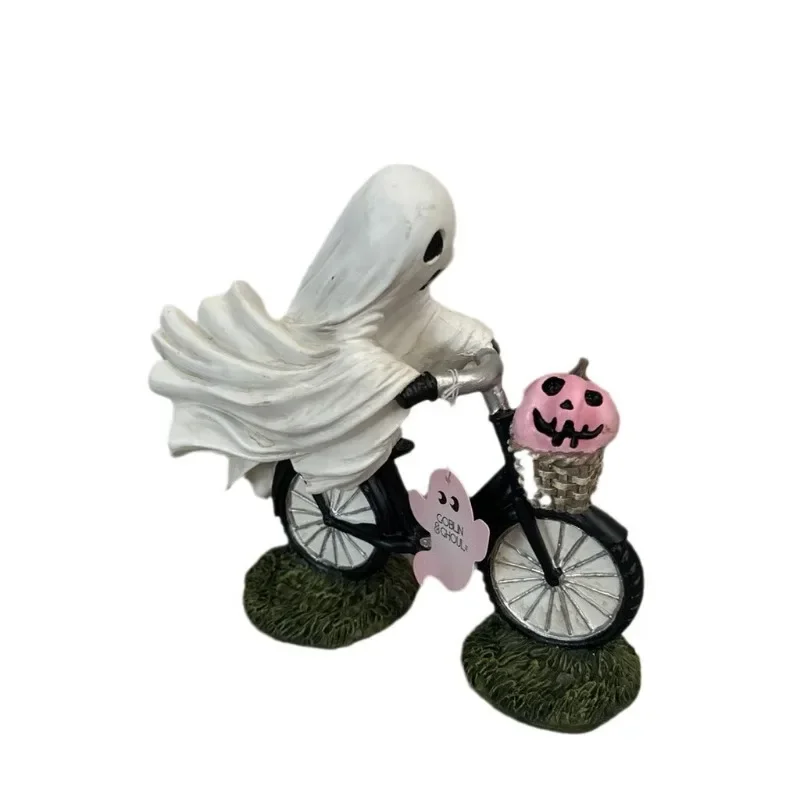 

2024 New Halloween Decoration Ghost and Pink Pumpkin Bicycle Creative and Interesting Home Decorative Ornaments Halloween Gift