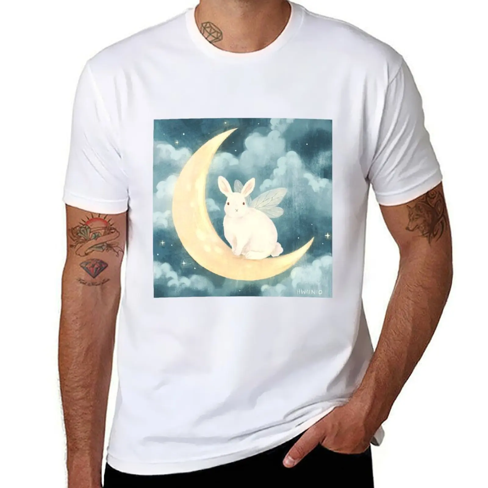 

Moon Rabbit T-Shirt affliction shirts cotton man t-shirts street wear custom t shirt black t shirts for men