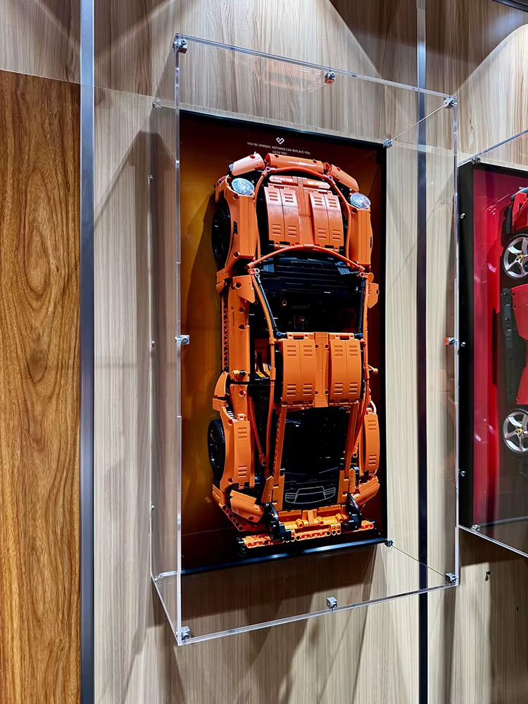 

28“ Metal Wall Mount With Acrylic Protective Cover for LEGO 42056, Wall Display Case for Porsche 911 GT3 RS Car Building Blocks