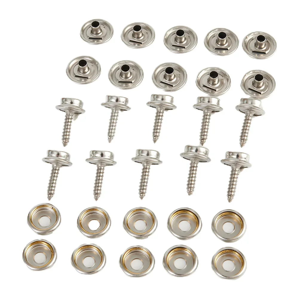 30 PCS 15mm Car And Marine Snap Buckle Stainless Steel Canvas Screw Large White Buckle Kit Suitable For Marine Tent Boats