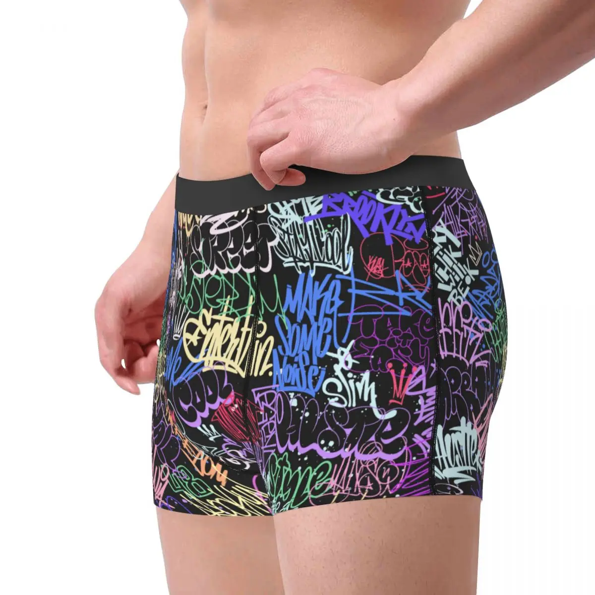 Custom Colorful Street Graffiti Wall Tags Art Boxer Shorts For Men Sexy 3D Printed Underwear Panties Briefs Soft Underpants view 3