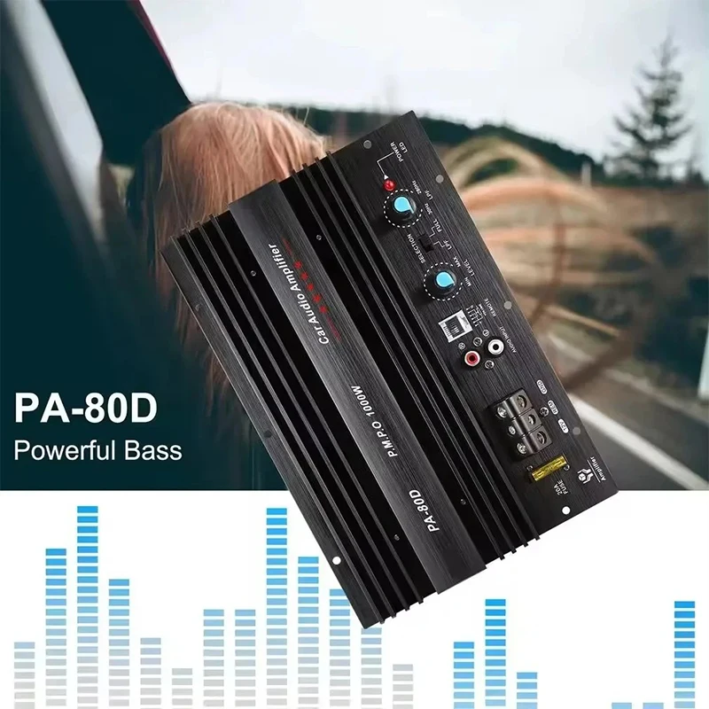 PA-80D Universal Car Amplifier Board 12V 1000W Mono Car Audio Power Amplifier Powerful Bass Subwoofers Amplifier For Car Modi