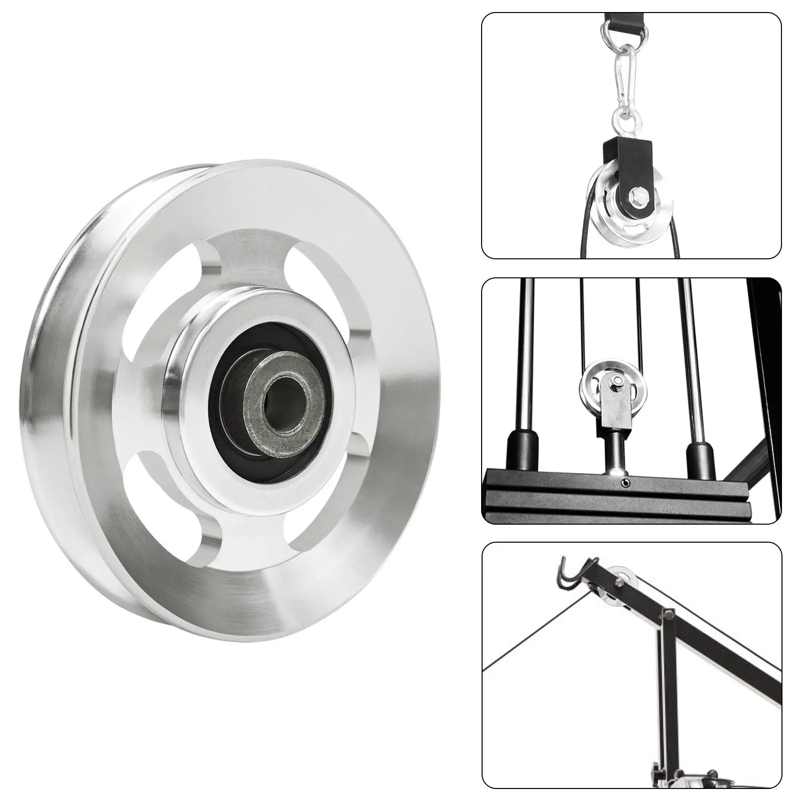 2pcs 90mm/3.54in Aluminum Alloy Pulley Tool Accessories Sports Lift Load Pulley Cable Pulley Gym Wheel Bearing