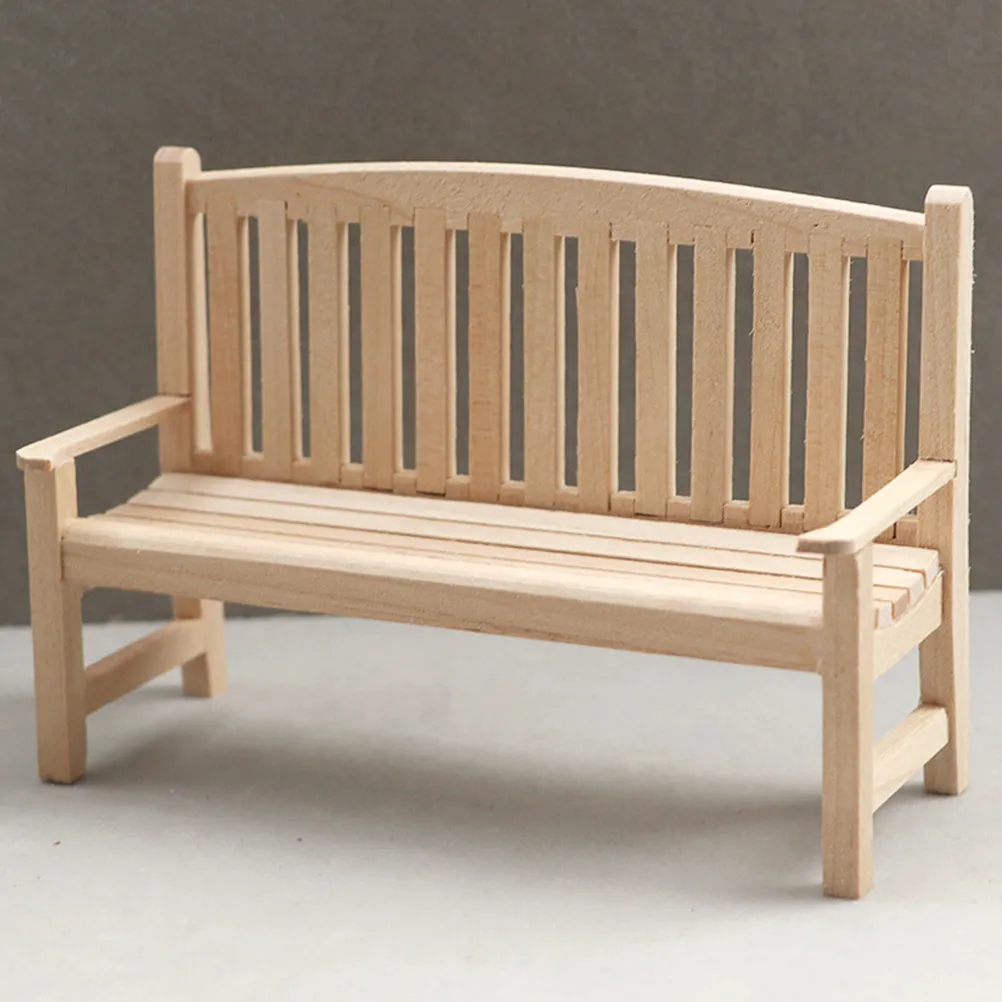 

4Pcs Miniature Wooden Garden Bench Lovely Simple Color Mini House Decor Mini Chairs Micro Landscape Small Furniture Decoration