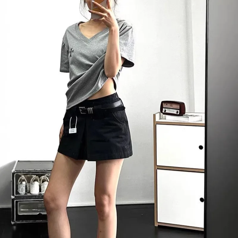 Black High-waisted Cargo Skirt Women's Spring and Summer 2026 New Spice Girl Anti-light Mini Shorts Skirt