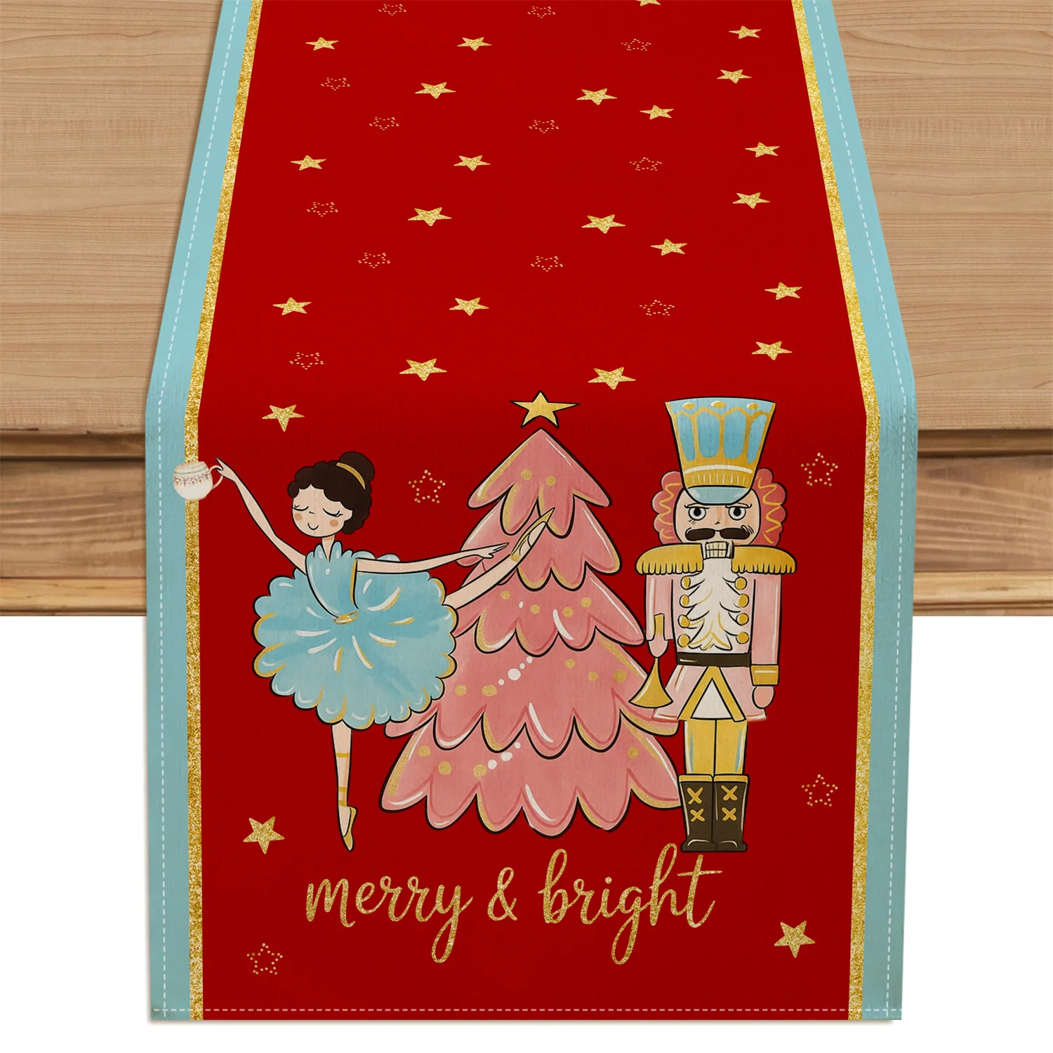 A Single Festive And Bright Star Christmas Tree Nutcracker Figurine Table Flag Suitable for Restaurant, Kitchen, Indoor And Outd