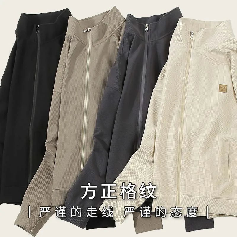 【Mirrordust】Sweater330Ke Knitted Stand Collar Coat Men's Japanese Style Mild Luxury Casual Sports Zipper Cardigan Jacket Sweater