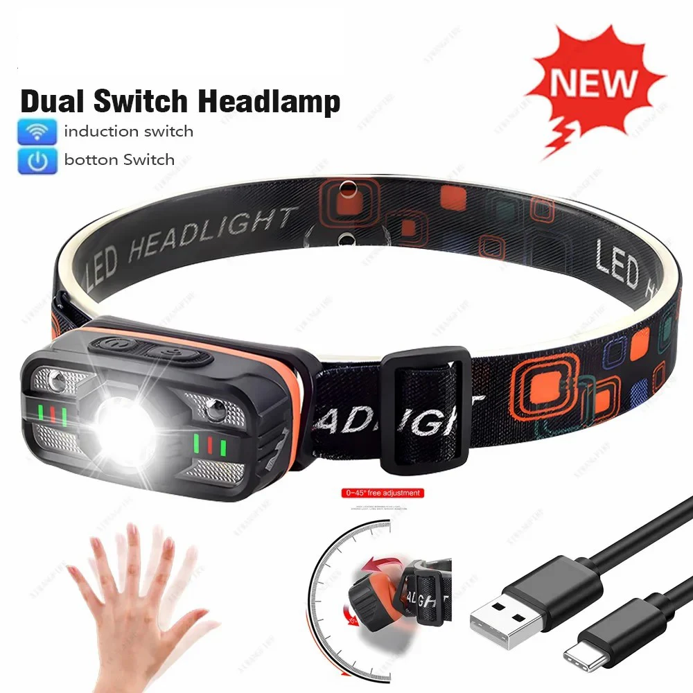 

F2 High Power Led Headlamp Sensor Headlight USB Rechargeable Mounted Portable Fishinglight Ultra Bright Outdoor Running Light