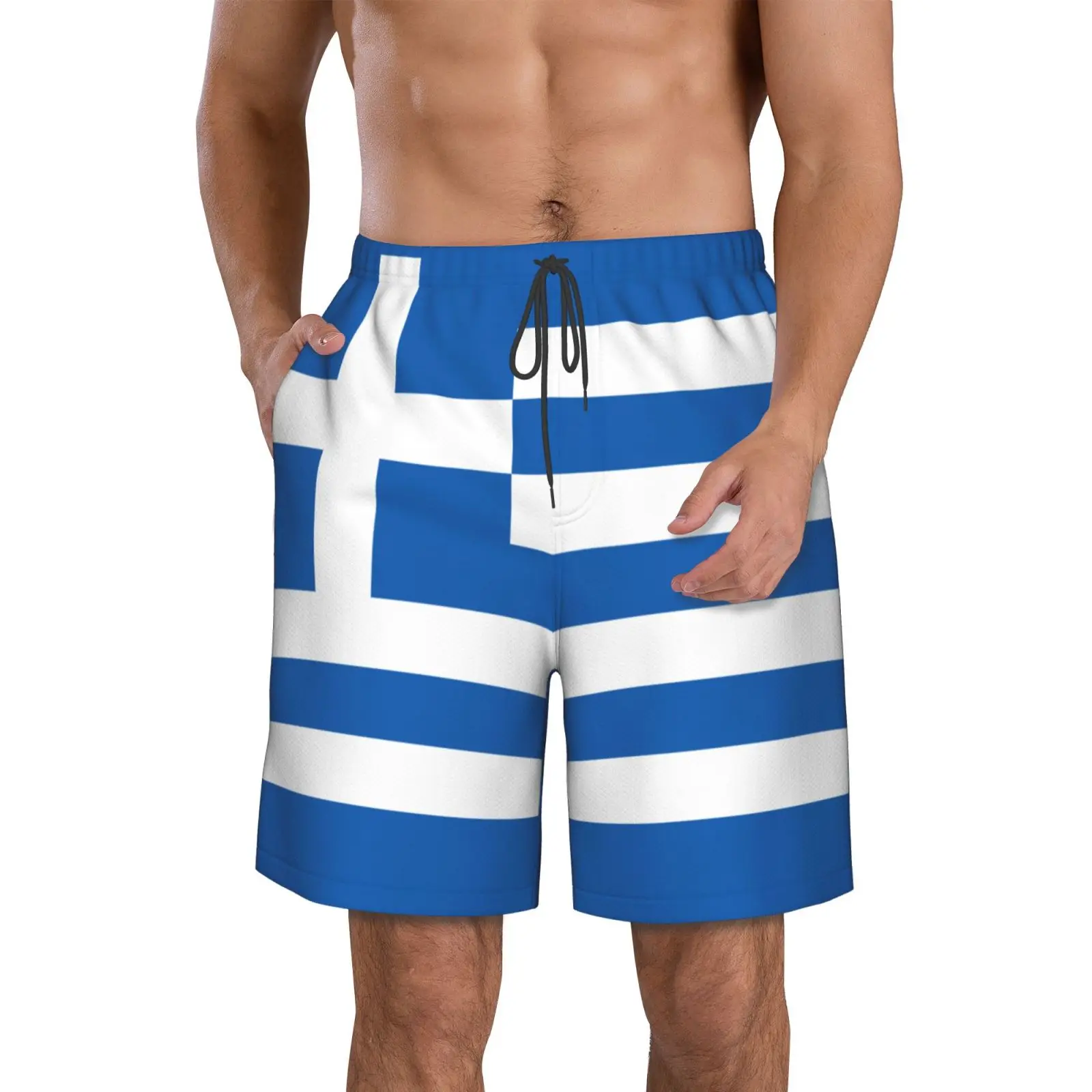 

Men's Greece Flag Beach Pants Shorts Surfing M-2XL Polyester Swimwear Running
