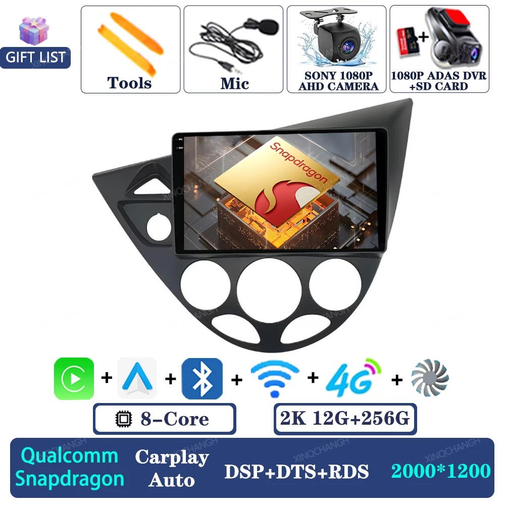Android 16 autoradio voor Ford Fiesta 1995 - 2001 Focus MK1 1998 - 2004 Navigatie 2DIN Qualcomm QLED Head Unit GPS Carplay Auto