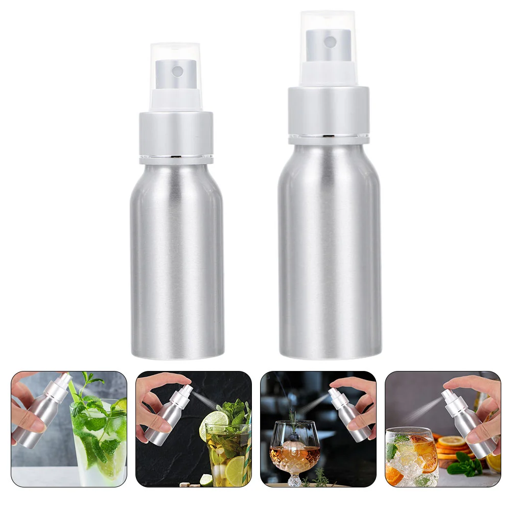 

2 Pcs Supplies Bartender Spirits Bitters Spray Bottle Cocktail Aromatherapy Travel Martini Atomizers Aluminum