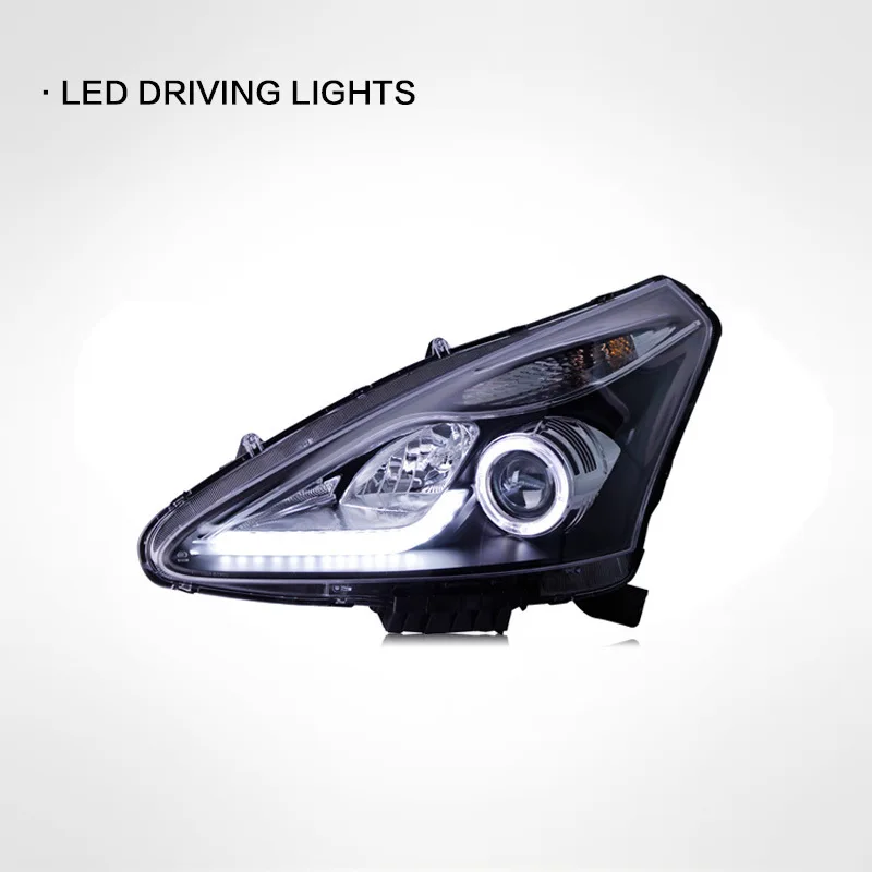 11-15 models Plug and Play for Tiida headlight assembly modified LED angel eye daytime running lights dual-lens lamps