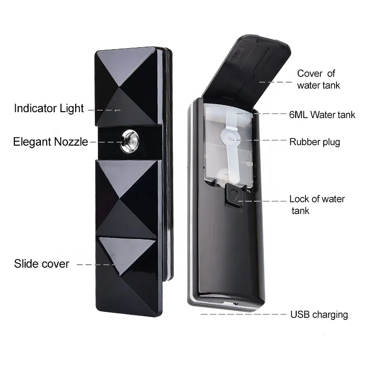 المهنية 6 مللي نانو ضباب آلة رش USB بالطاقة قابلة للشحن بالموجات فوق الصوتية مغذية تفتيح مرطب صالون المنزلية #2