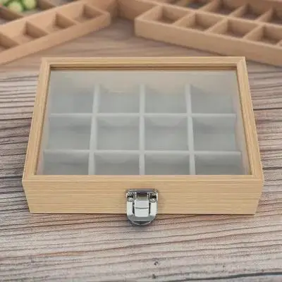 

Wooden Jewelry Box Multi Grid Storage Organizer Retro Style Jewelry Display Case Trinket Holder For Ring Earring Necklace
