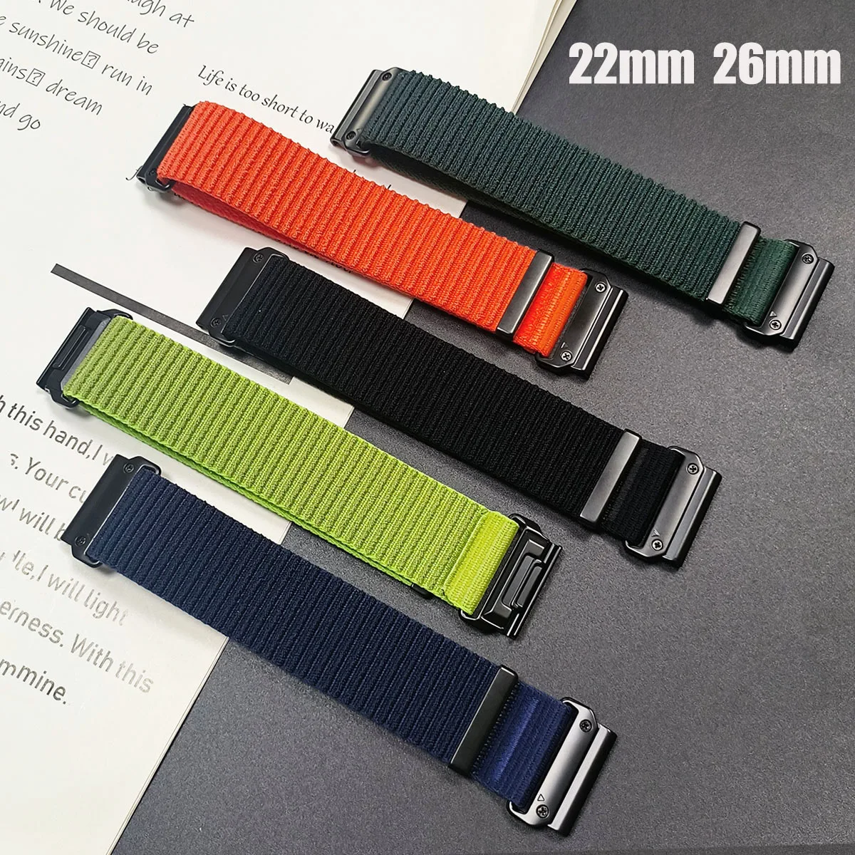 Bracelet en nylon 26 mm 22 mm pour Garmin Tactix 8/Fenix 8 PRO E 7X 7 6X 6 5x Plus, bracelet pour Enduro 3 2/Instinct 3 2X/Epix Pro Correa