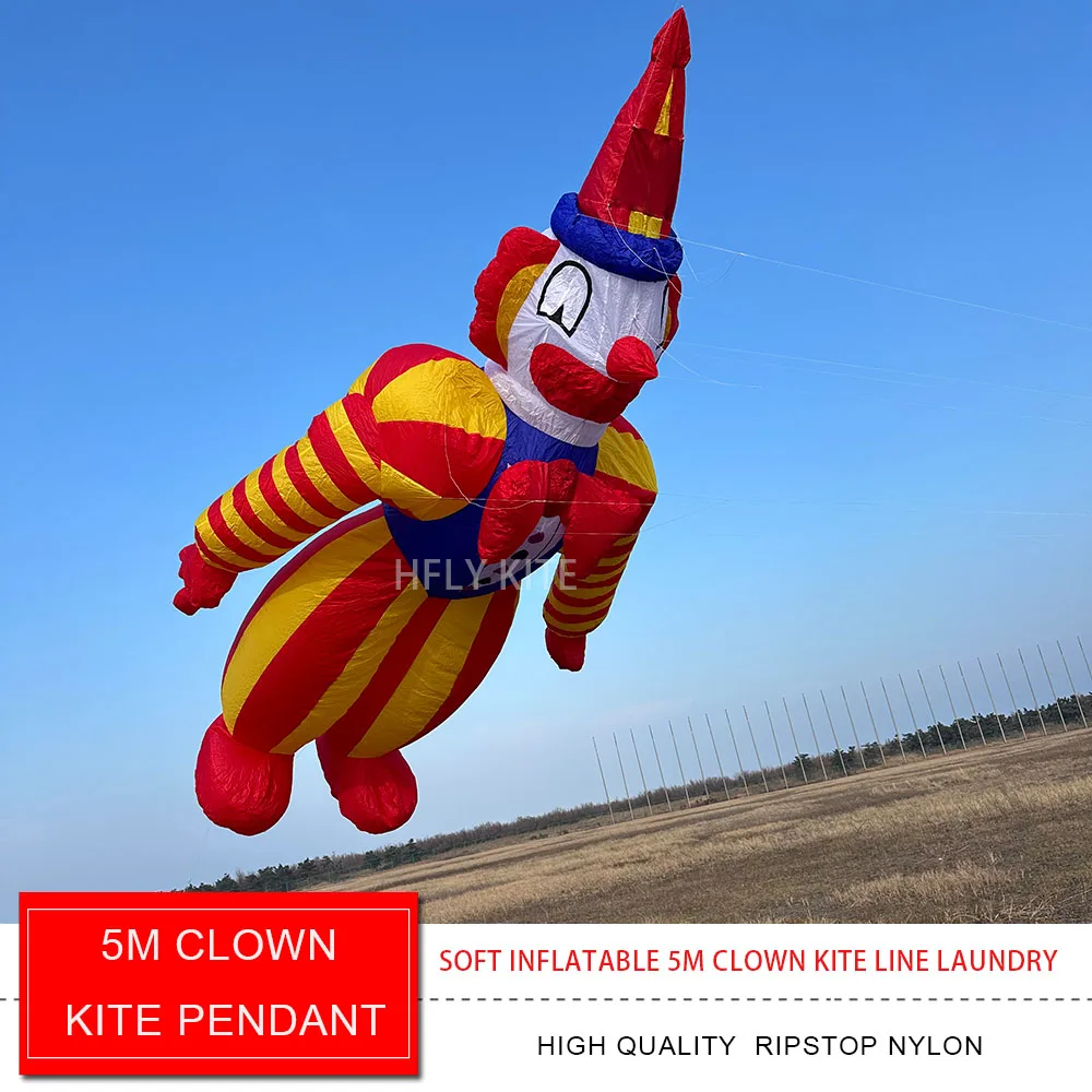 HFLY New Arrival Large 5m Clown Kite Line Laundry for Adults High Quality 40D Nylon Cartoon Show Kites Pendant