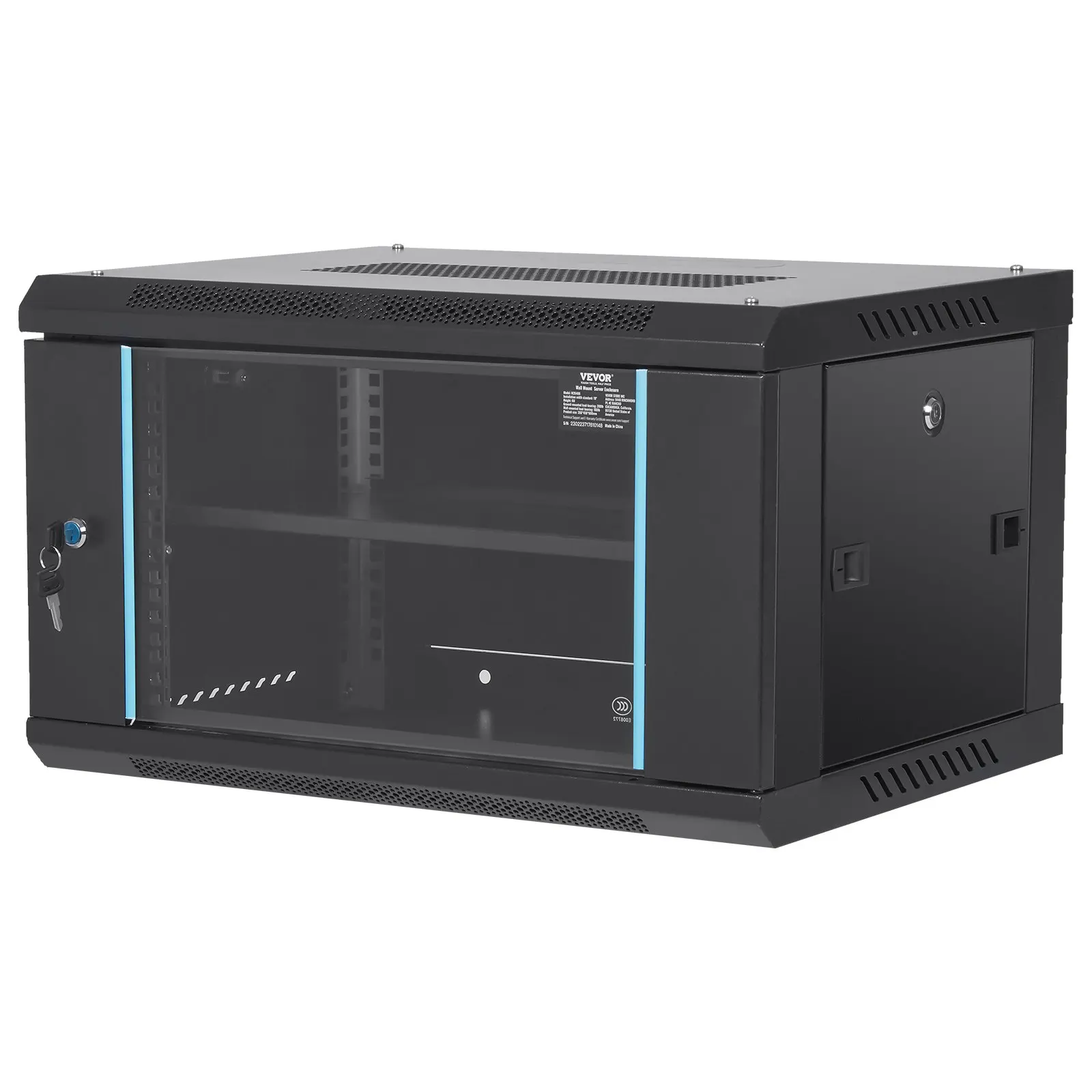 6U Wall Mount Network Server Cabinet, 15.5 Deep, Server Rack Cabinet Enclosure, 200 Lbs Max. Ground-mounted Load Capacity, With