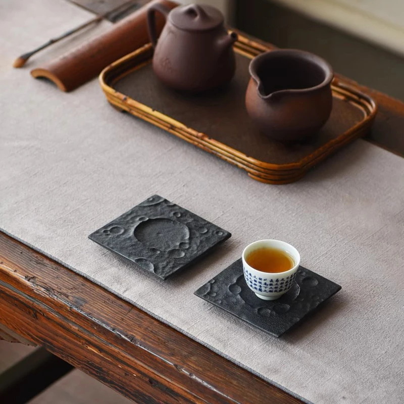 Black Granite Coaster Kung Fu TeaSet Multipurpose Accessories Creative Design Office Home Decor Absorb Water Pot Pad Tea Cup Mat