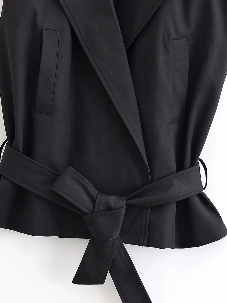 NLZGMSJ صدرية نسائية لخريف 2025 بدون أكمام بأزرار وحزام سترة سترة نسائية للمكتب Y2K