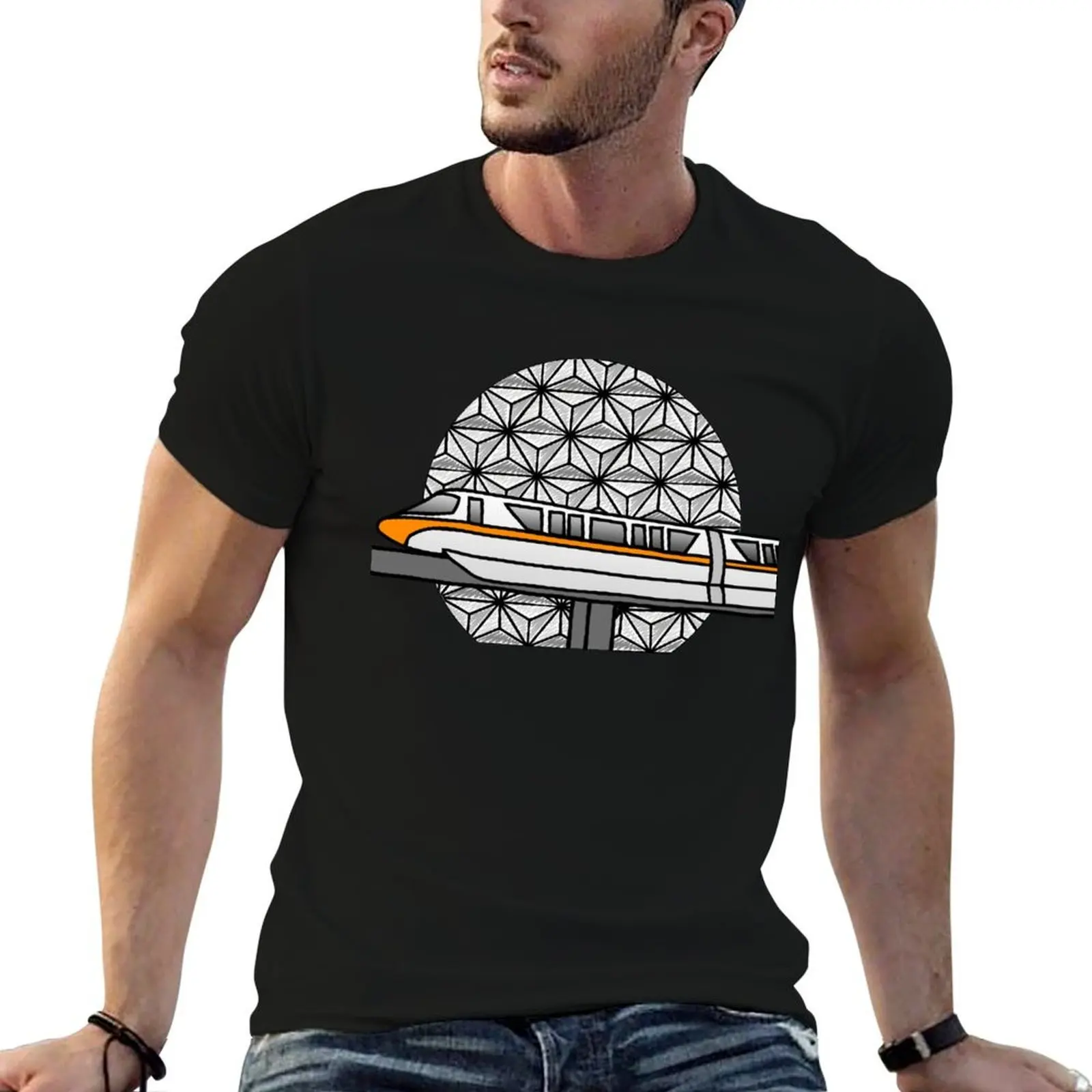 رجل رجل للرسومات Epcot تي شيرت رجل قميص ل-قمصان تي أنيمي قميص Monorail السفر