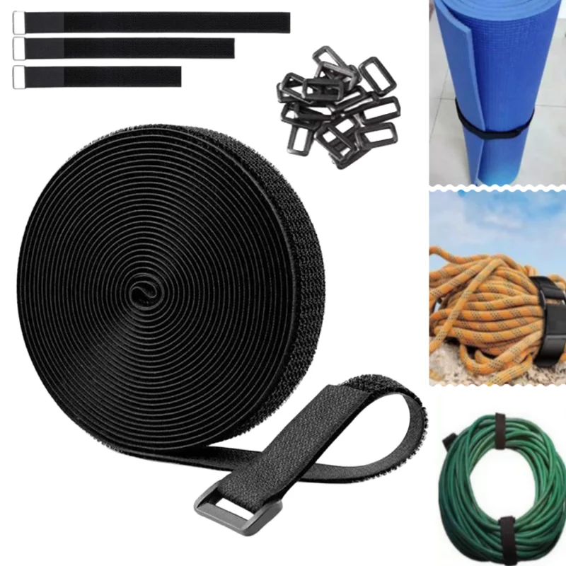 

5M Reusable Hook and Loop Fastener Cable Tape Cable Straps With Buckles Cut-to-Length Nylon Self-Adhesive Secure Strap Organizer