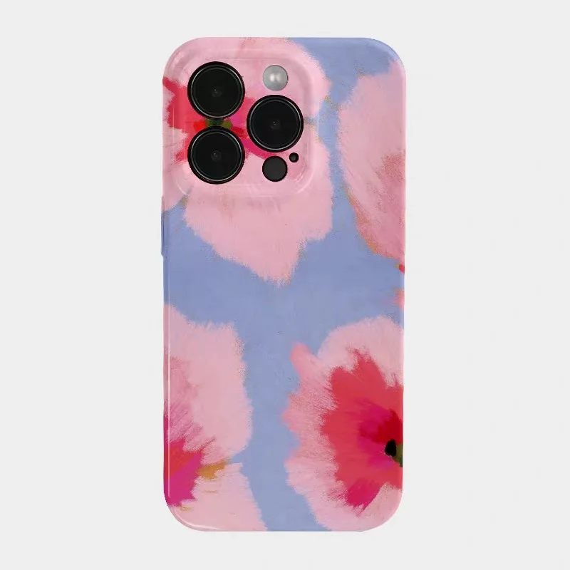

Ins Pink Blue Blended Flower Phone Case for IPHONE 17 Air 16E 15 PROMAX 14 Plus 13 12 MINI 11 PRO 16Plus XR Acrylic Phone Cover