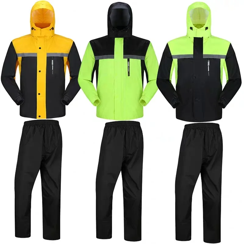 Fashion Thicke Men Split Raincoat Waterproof Outdoor Travel Hiking Rain Jacket Poncho Motorcycle Riding Rain Coat Pants Rainsuit